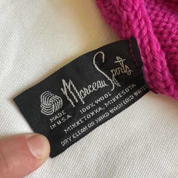 Vintage! Marceau Sports 100% Wool Knit Beanie Purple & Cream Hearts - Picture 3 of 4